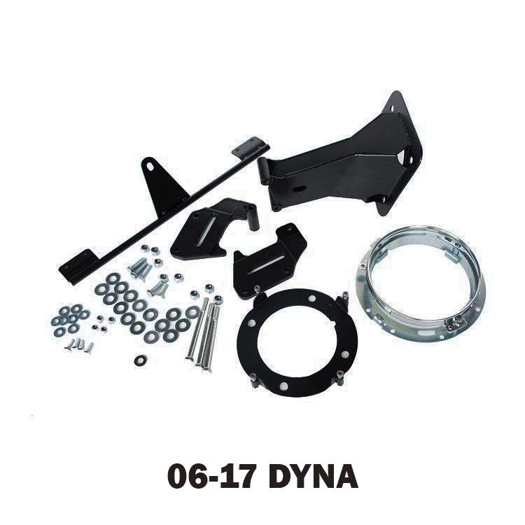 RWD V-Twin parts for a Harley Dyna upgrade laid out against a white background