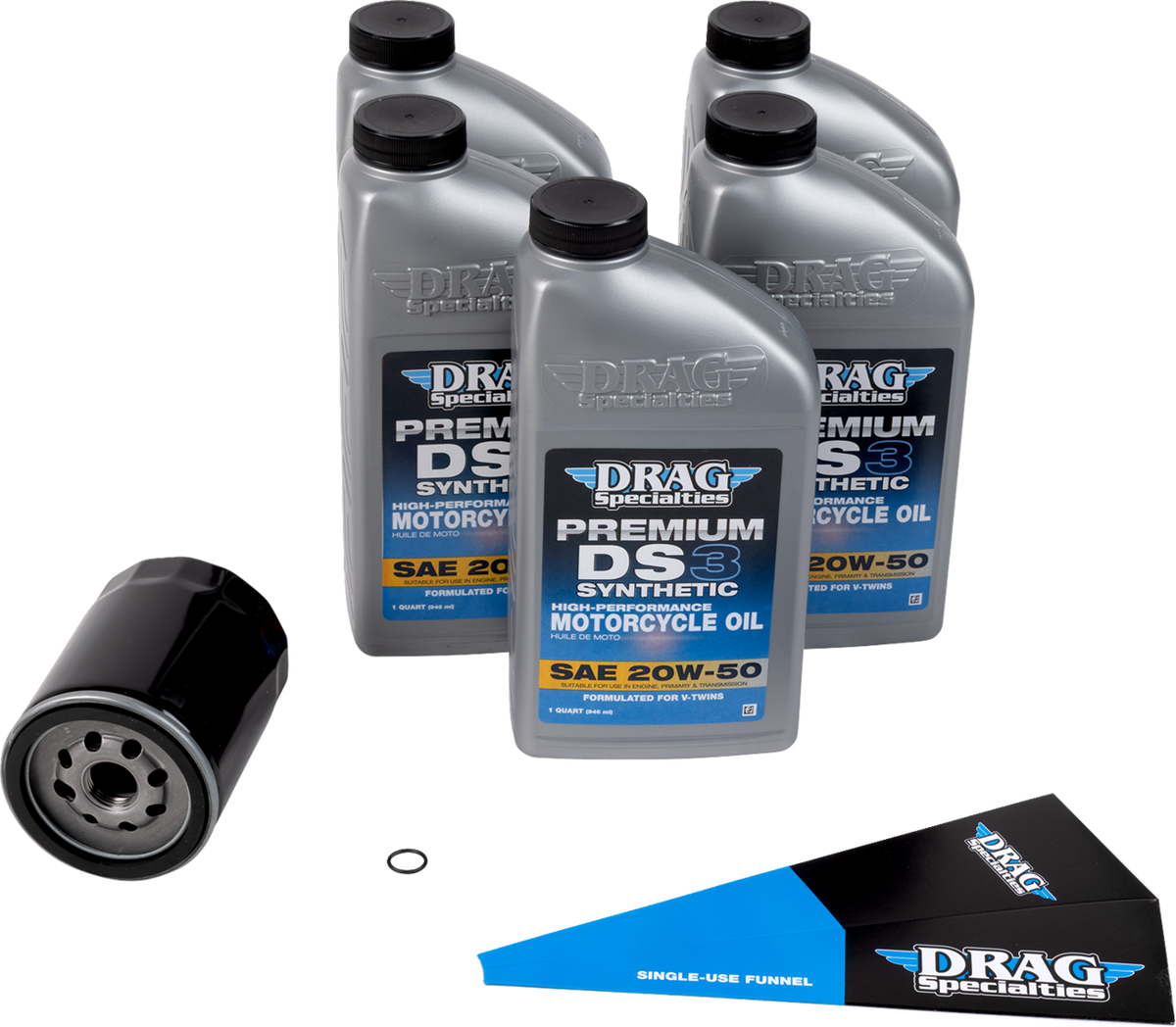 Drag Specialties Full Synthetic Oil Change Kit - 20W50 - M8 - Black Filter