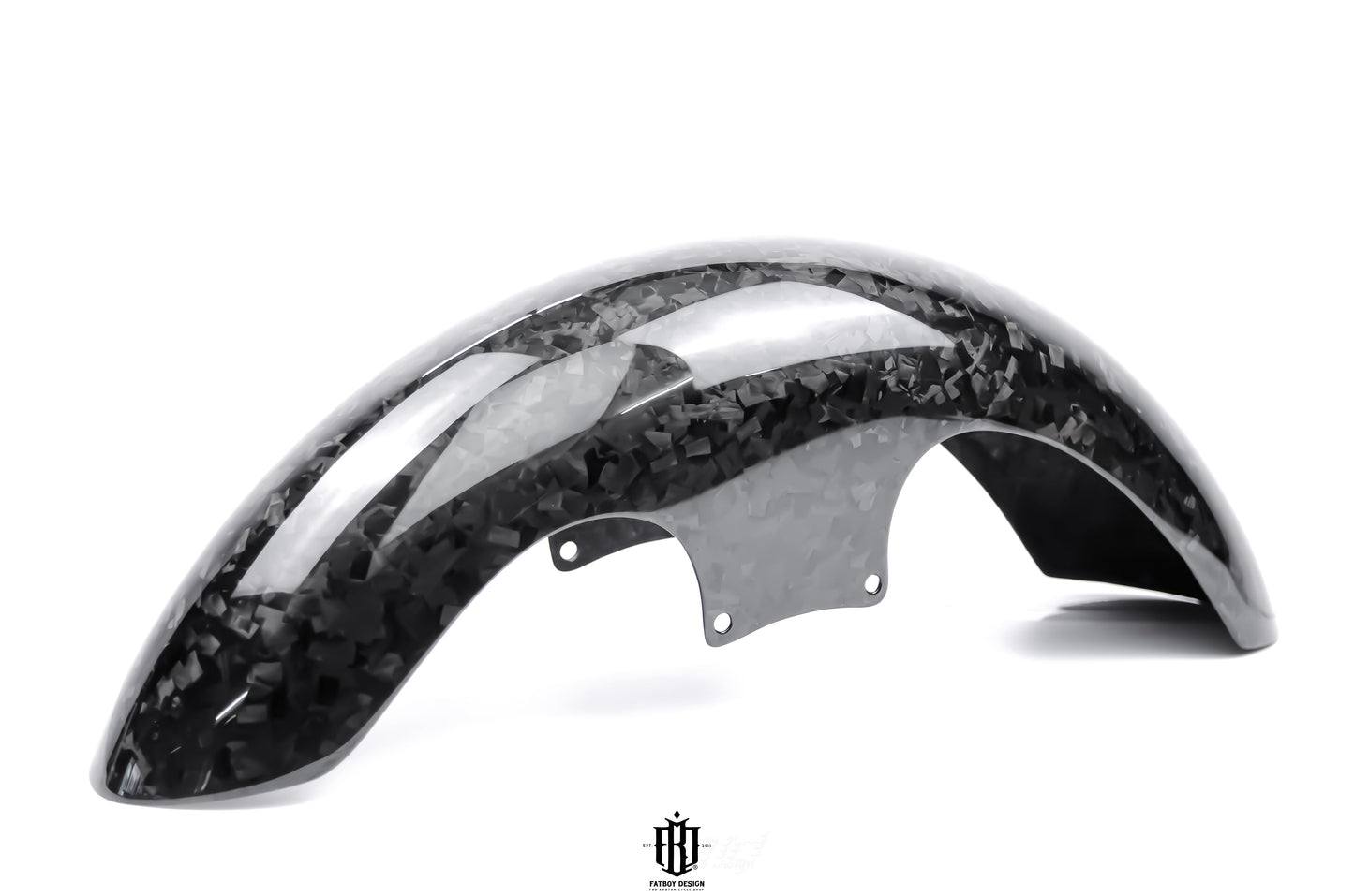 Harley Carbon Fiber Long Front Fender in Forged Carbon