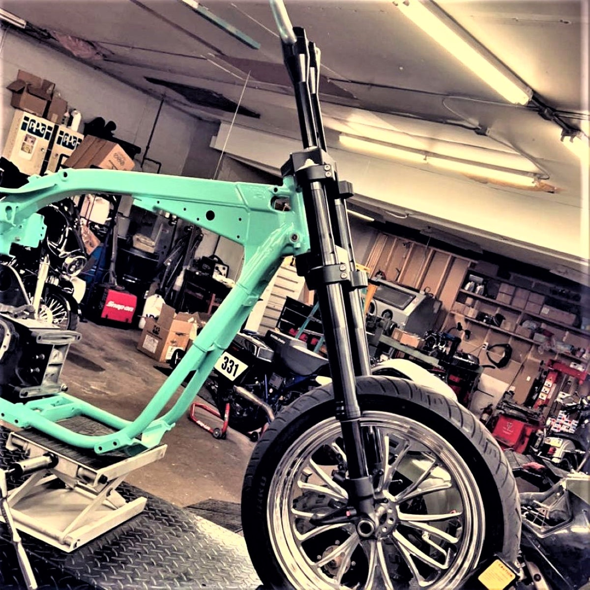 GeezerEngineering 50-55 2” drop Triple-Trees for Dyna/FXR style frames for Harley