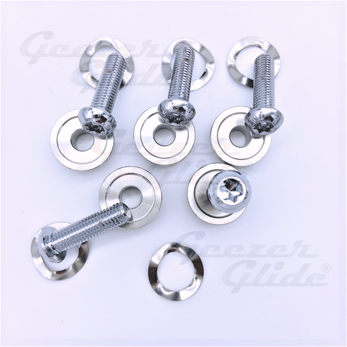 GeezerEngineering Chrome Rotor Bolt Kit (5 pcs.) for Harley