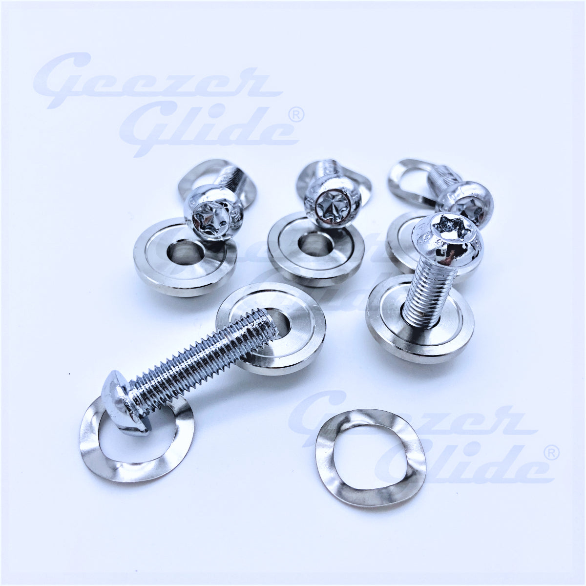 GeezerEngineering Chrome Rotor Bolt Kit (5 pcs.) for Harley
