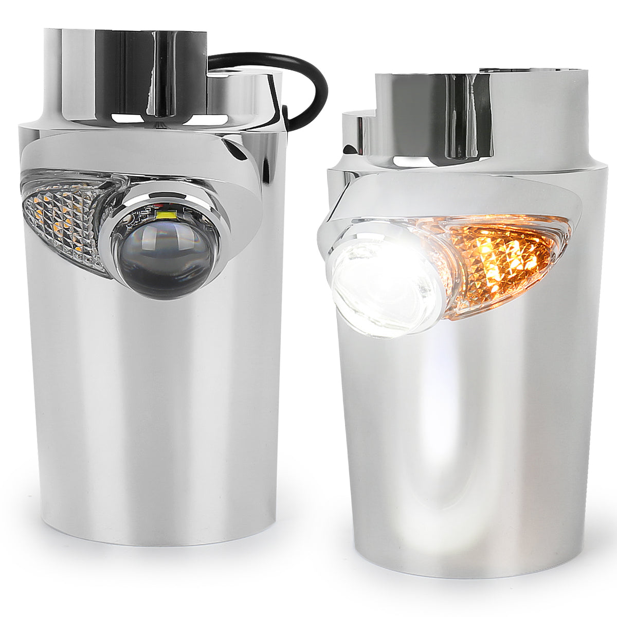 GeezerEngineering Cowbells (LED auxiliary light & turn signal) Harley 2014 & later Touring Models (chrome)