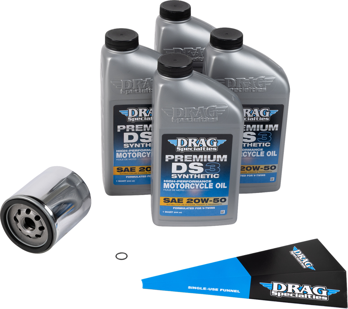 Drag Specialties Full Synthetic Oil Change Kit - 20W50 - Twin Cam - Chrome Filter