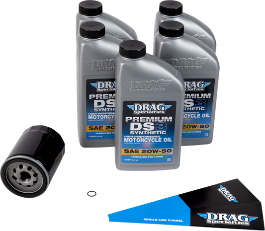 Drag Specialties Full Synthetic Oil Change Kit - 20W50 - M8 - Black Filter