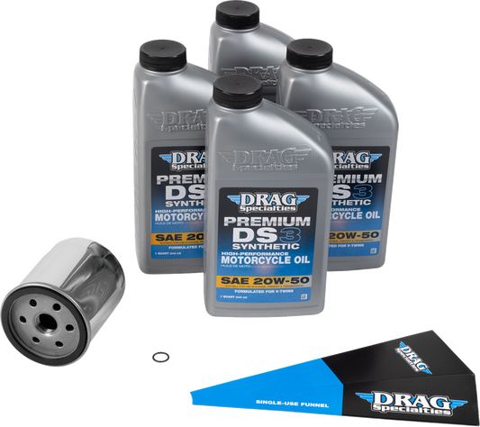 Drag Specialties Full Synthetic Oil Change Kit - 20W50 - Twin Cam - Black Filter