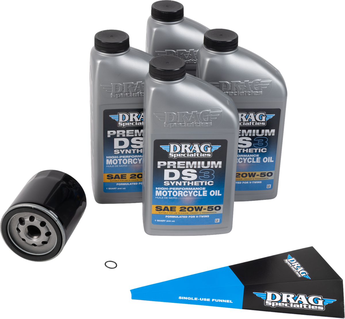 Drag Specialties Full Synthetic Oil Change Kit - 20W50 - Twin Cam - Black Filter