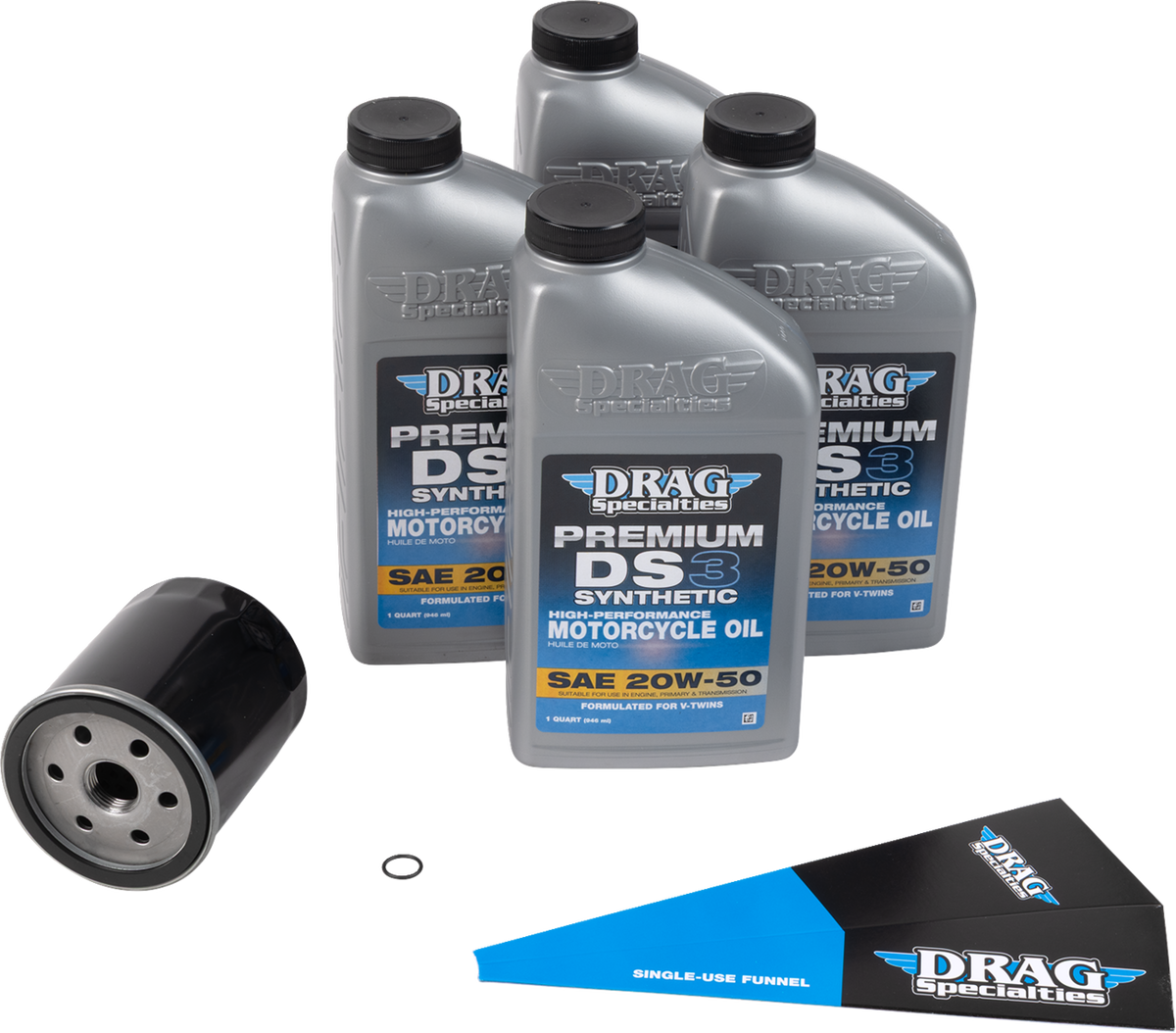 Drag Specialties Full Synthetic Oil Change Kit - 20W50 - EVO/XL - Black Filter