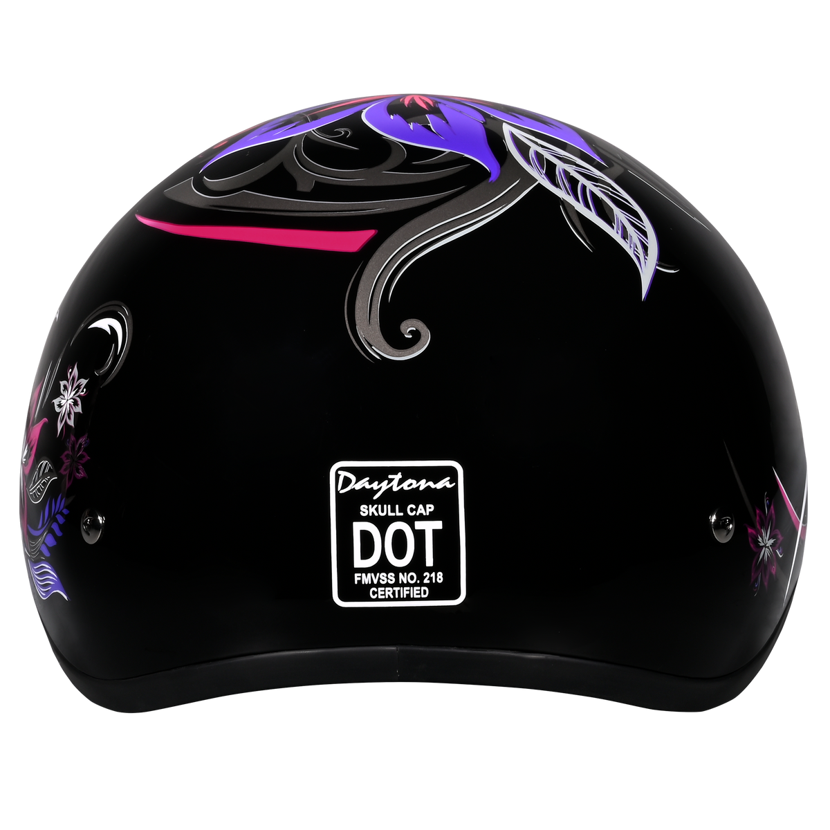 DOT Approved Daytona Motorcycle Half Face Helmet - Skull Cap Graphics for Men & Women, Scooters, ATVs, UTVs & Choppers - W/ Flowers