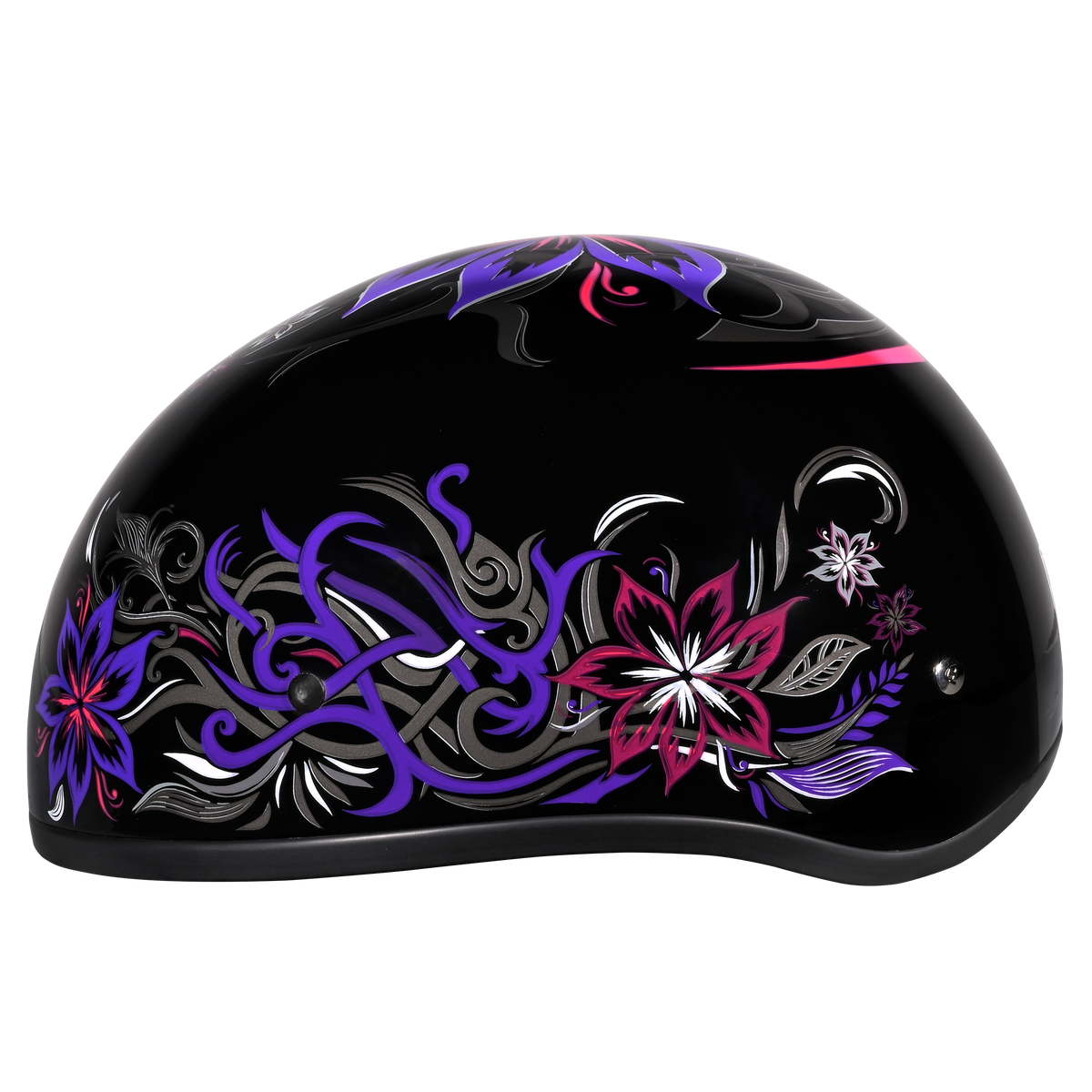 DOT Approved Daytona Motorcycle Half Face Helmet - Skull Cap Graphics for Men & Women, Scooters, ATVs, UTVs & Choppers - W/ Flowers