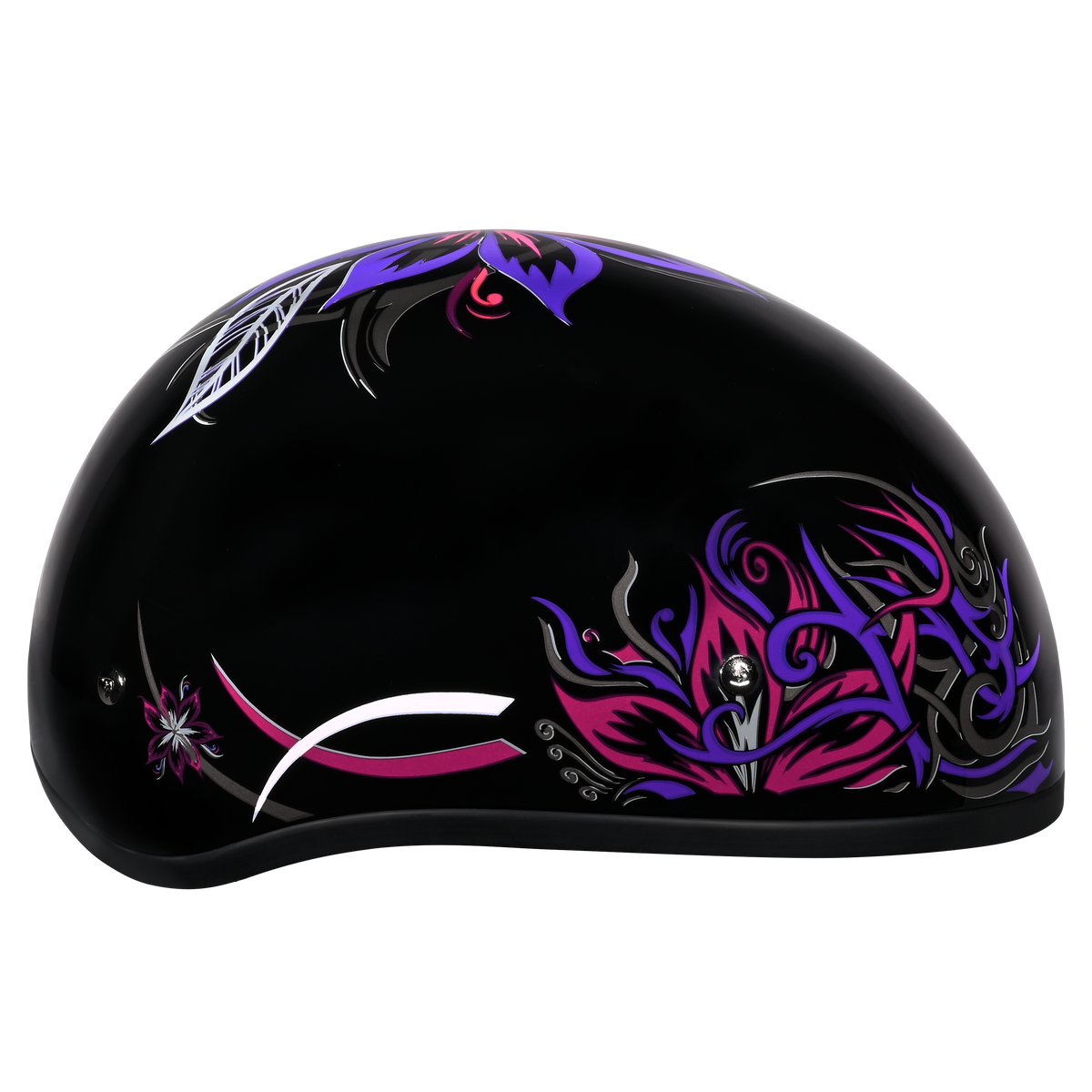 DOT Approved Daytona Motorcycle Half Face Helmet - Skull Cap Graphics for Men & Women, Scooters, ATVs, UTVs & Choppers - W/ Flowers