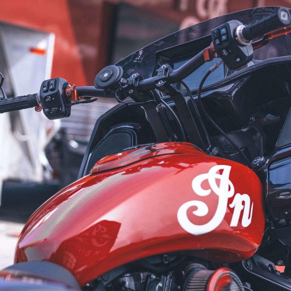 OG Dual Risers Black Top Clamps on an Indian Motorcycle