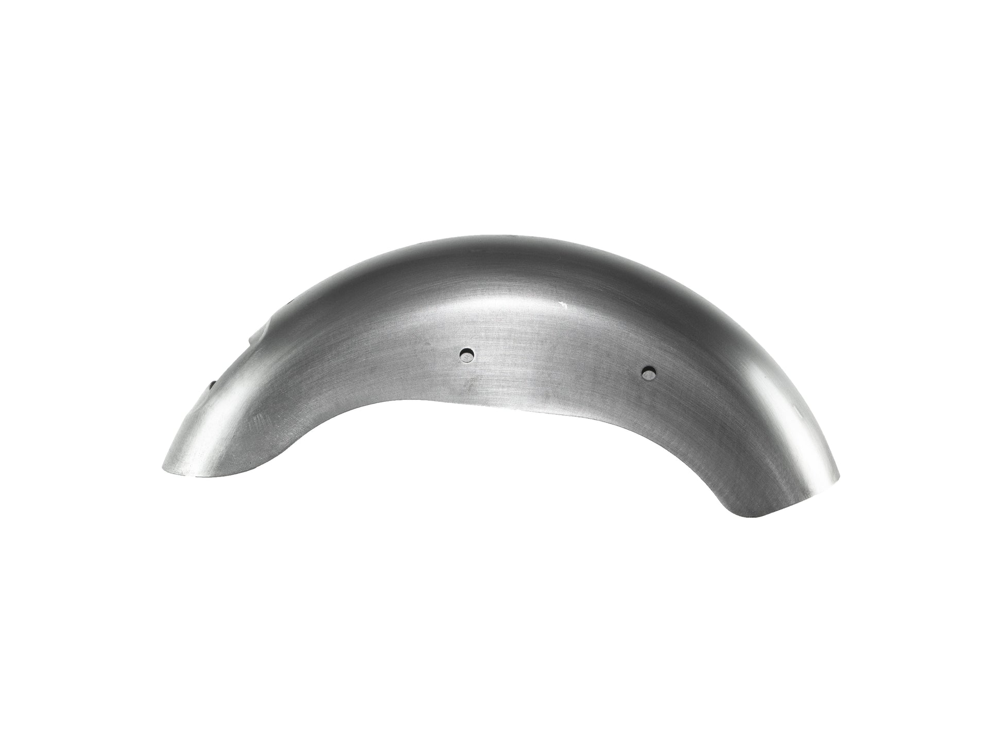 RWD V-Twin brushed metal motorcycle fender with pre-drilled mounting holes.