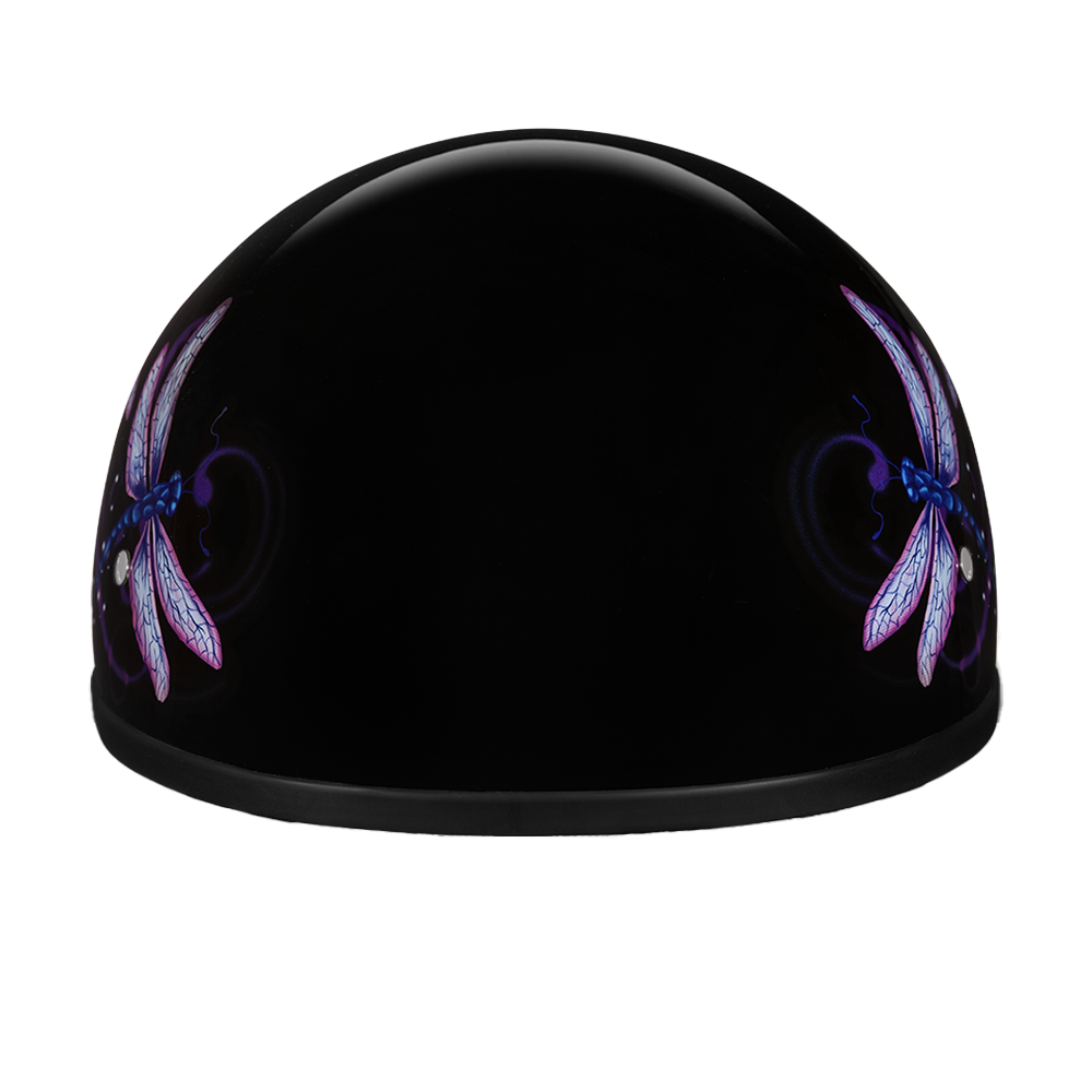 DOT Approved Daytona Motorcycle Half Face Helmet - Skull Cap Graphics for Men & Women, Scooters, ATVs, UTVs & Choppers - W/ Dragonfly