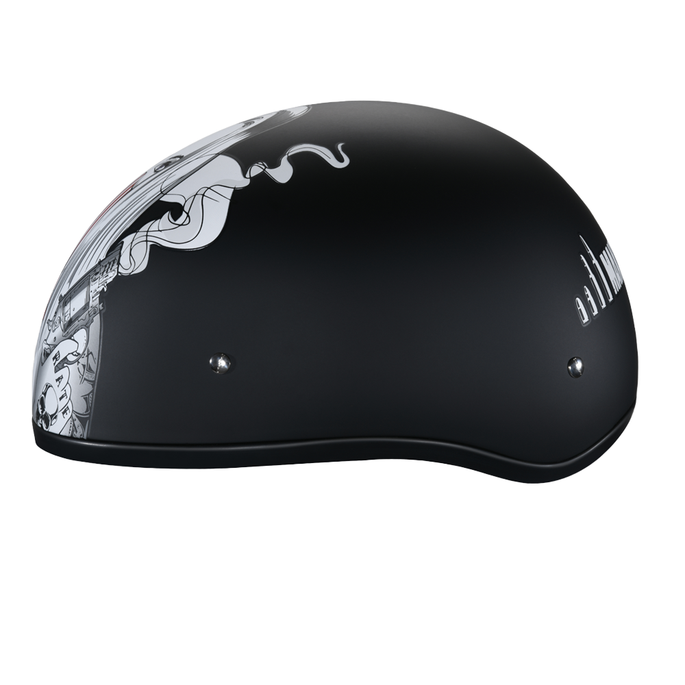 DOT Approved Daytona Motorcycle Half Face Helmet - Skull Cap Graphics for Men & Women, Scooters, ATVs, UTVs & Choppers - W/ Make 'Em Pay