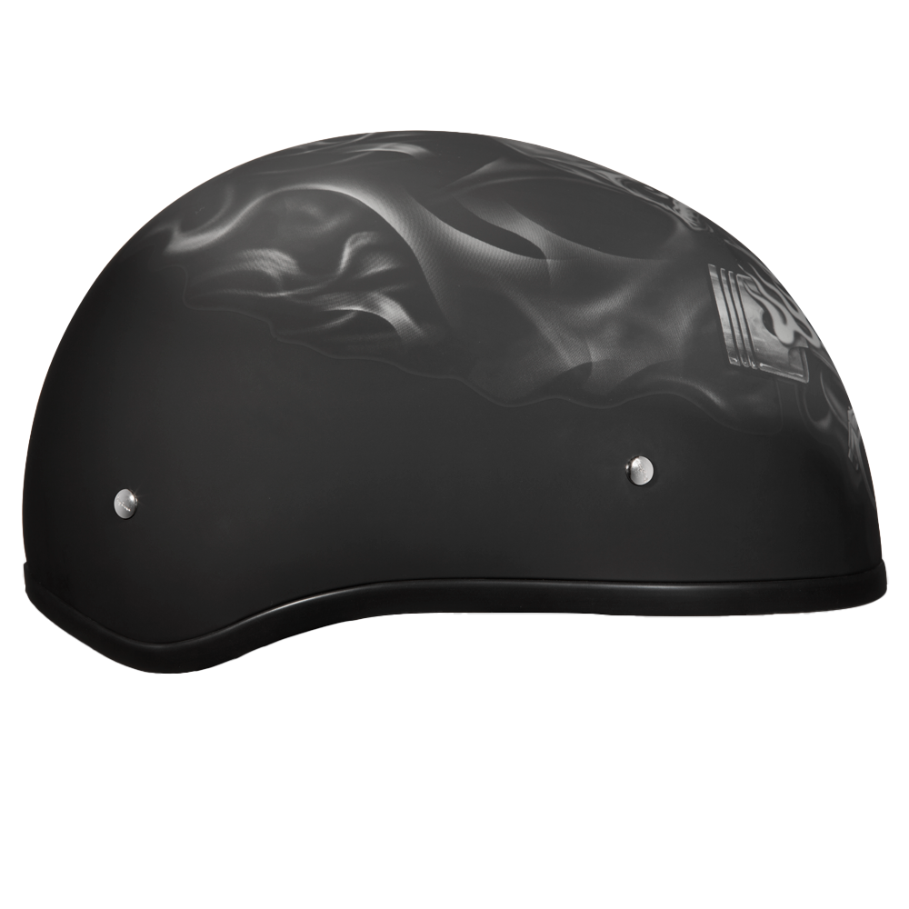 DOT Approved Daytona Motorcycle Half Face Helmet - Skull Cap Graphics for Men & Women, Scooters, ATVs, UTVs & Choppers - W/  Pistons Skull