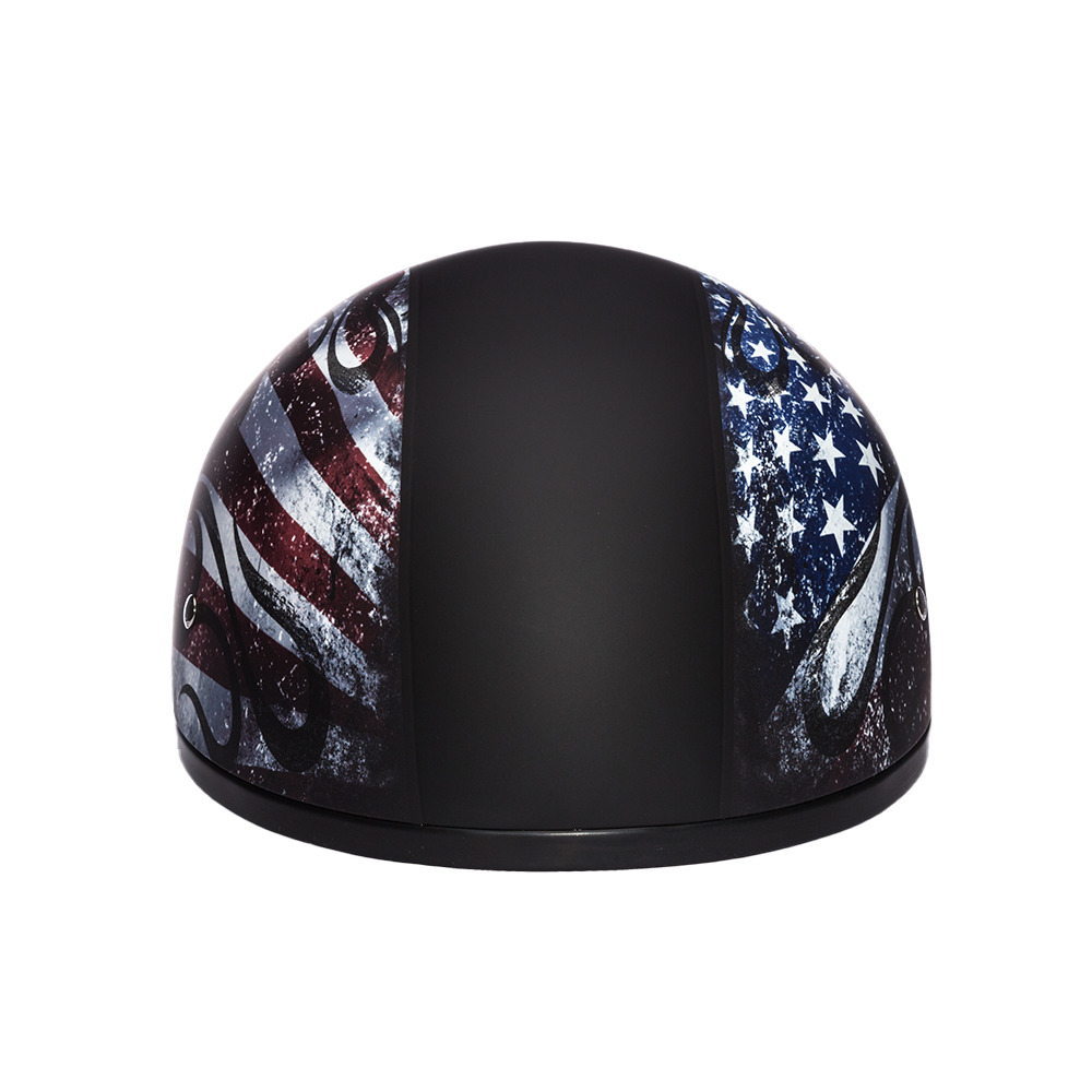 DOT Approved Daytona Motorcycle Half Face Helmet - Skull Cap Graphics for Men & Women, Scooters, ATVs, UTVs & Choppers - W/ USA