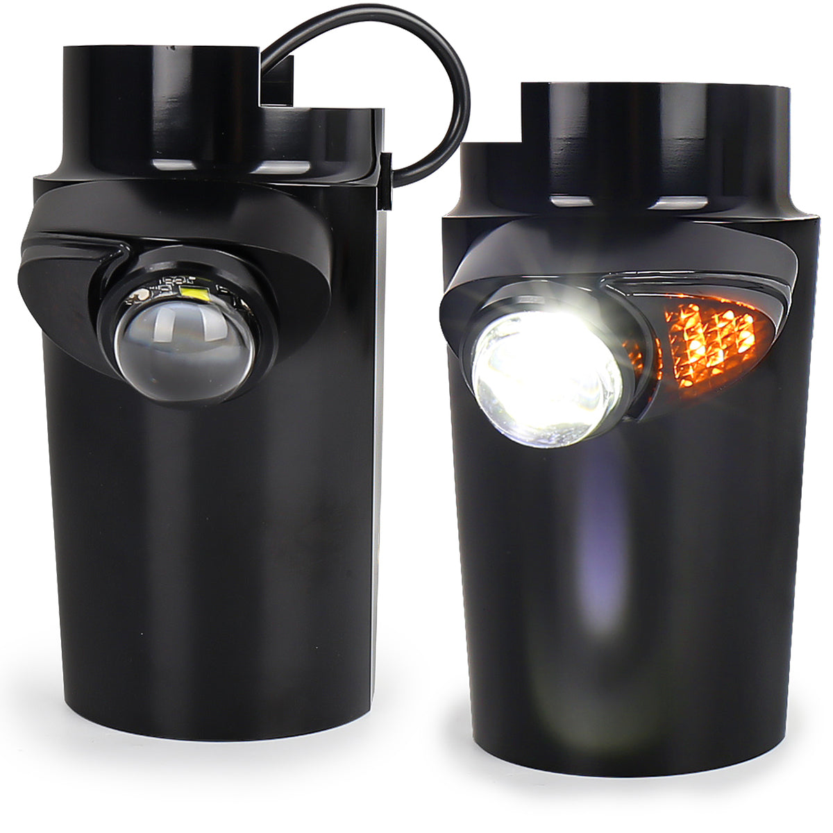 GeezerEngineering Cowbells (LED auxiliary light & turn signal) Harley 2014 & later Touring Models (black)