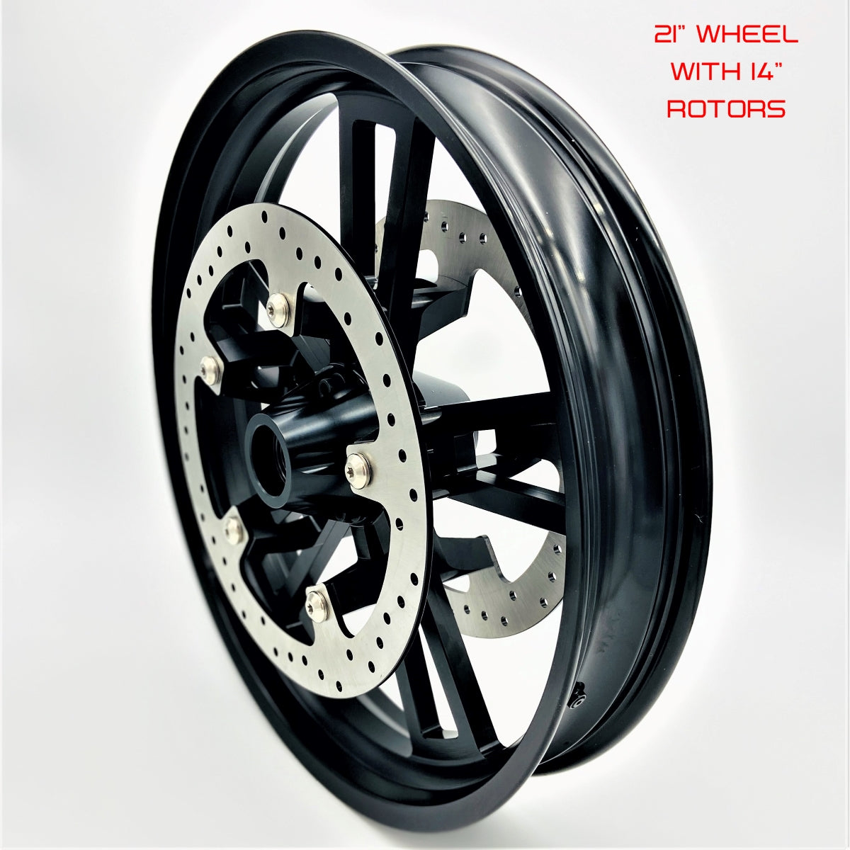 GeezerEngineering 19" or 21" front wheel contains a 90 degree angled valve for Harley