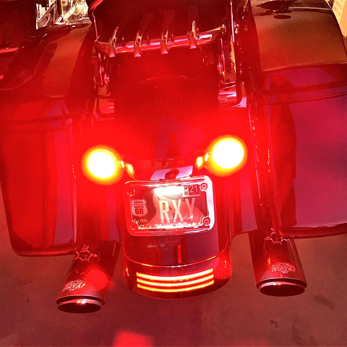 GeezerEngineering LED Kit: Front Running Lights (white/w amber) & Rear Turn Signals (red or amber) fits 1157 Socket for Harley